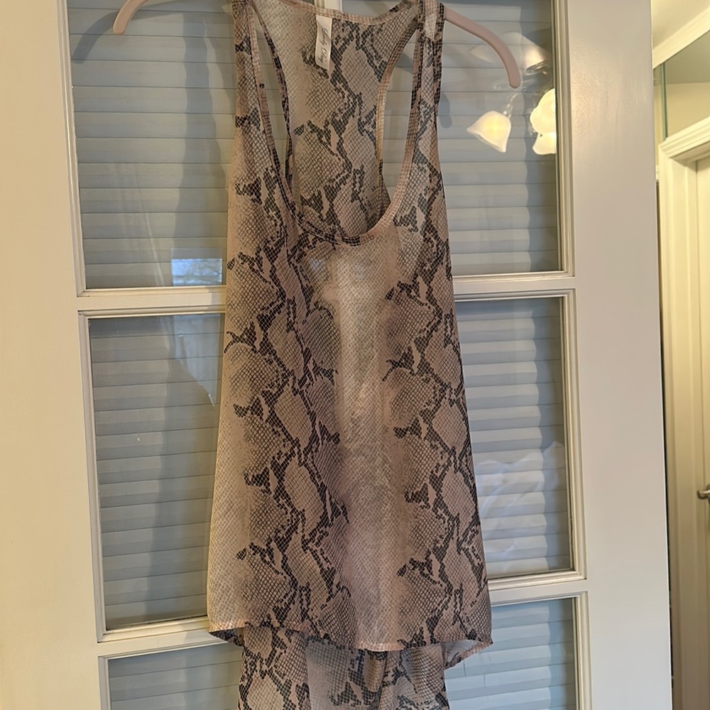 Sheer pink racer back tunic tank top